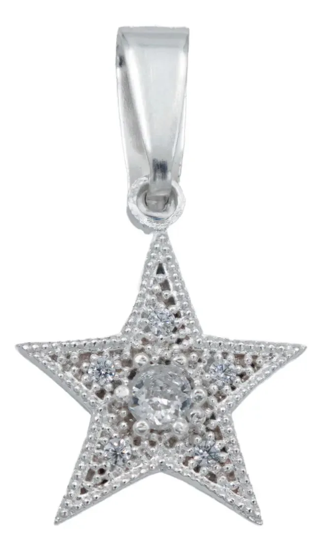 Dije Estrella Plata 925 con Zirconias Blancas para Mujer - Joyaris joyería fina artesanal mexicana