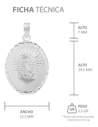 Dije Estrella Virgen de Guadalupe Plata 925 Diamantada Religioso - Imagen 7