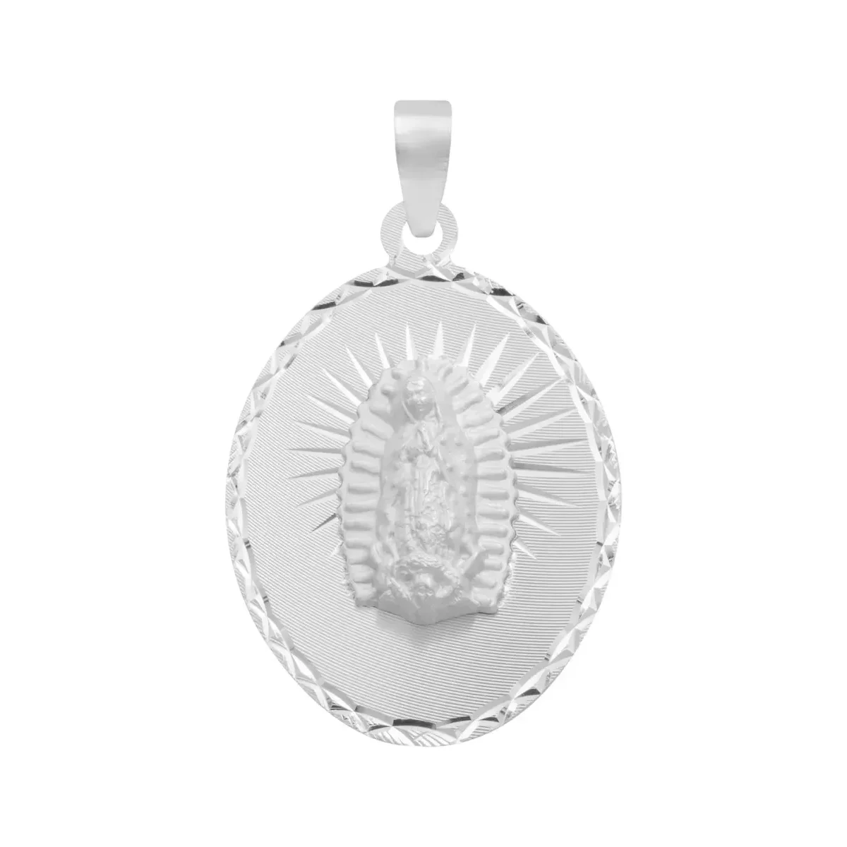 Dije Estrella Virgen de Guadalupe Plata .925, colgante de plata con diseño diamantado, amuleto de protección religiosa.