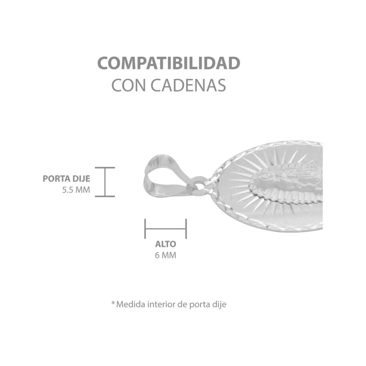 Dije Estrella Virgen de Guadalupe Plata 925 Diseño Diamantado - Imagen 6