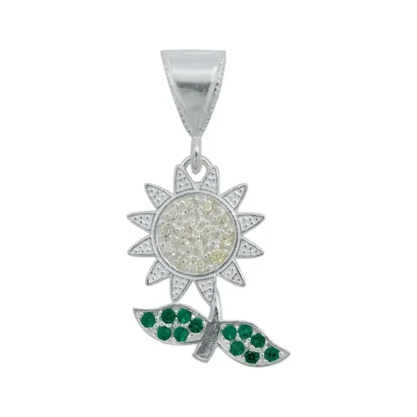 Dije Flor Plata 925 con Zirconia Amarilla - Imagen 1