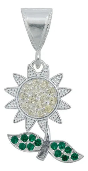 Dije Flor Plata 925 con Zirconia Amarilla - Imagen 1