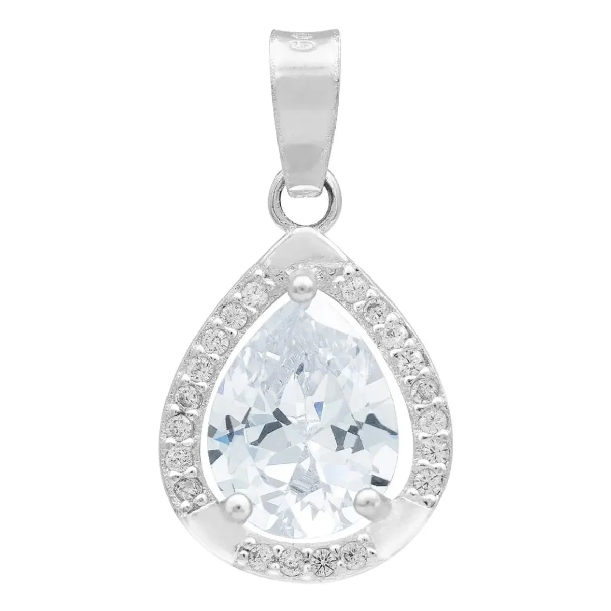 Dije gota de Plata .925 con zirconias transparentes, un colgante para dama. Diseño minimalista y joyería de plata contemporán
