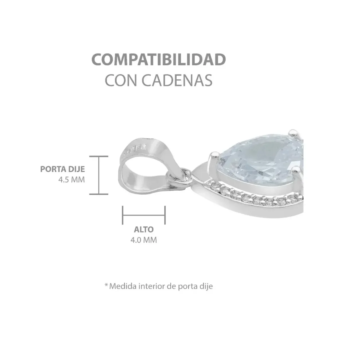 Dije Gota Plata 925 con Zirconias Transparentes para Dama - Imagen 7