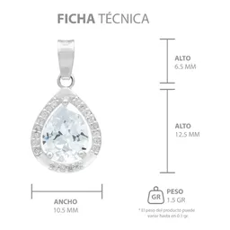 Dije Gota Plata 925 con Zirconias Transparentes para Dama - Imagen 8