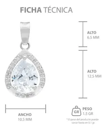 Dije Gota Plata 925 con Zirconias Transparentes para Dama - Imagen 8
