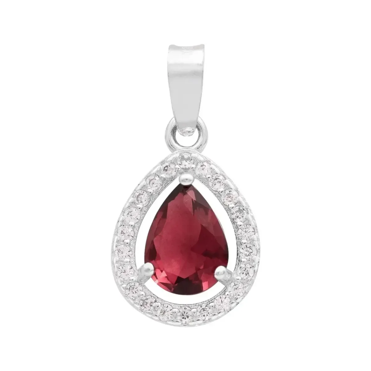 Dije gota Plata .925 Zirconia Roja, colgante de plata mexicana moderno con diseño minimalista. Joyería con significado para m