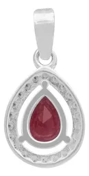 Dije Gota Plata 925 Zirconia Roja para Mujer - Imagen 2