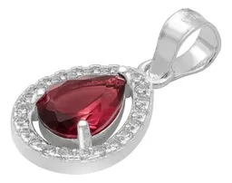 Dije Gota Plata 925 Zirconia Roja para Mujer - Imagen 4