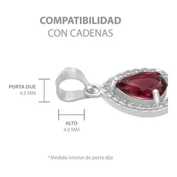 Dije Gota Plata 925 Zirconia Roja para Mujer - Imagen 6