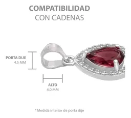 Dije Gota Plata 925 Zirconia Roja para Mujer - Imagen 6