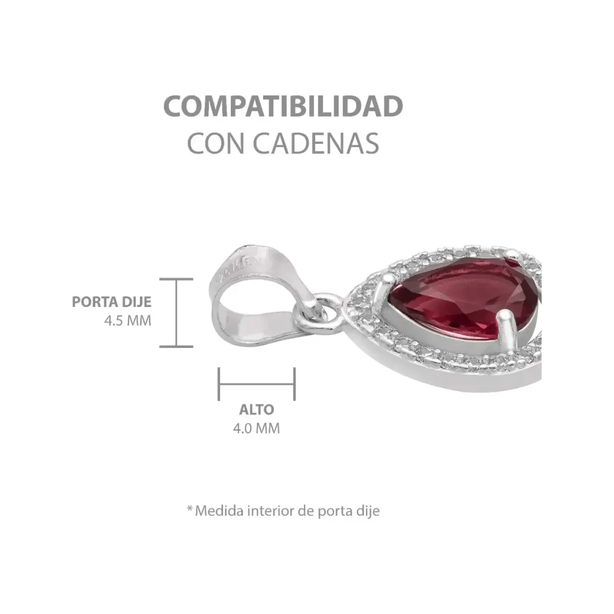 Dije Gota Plata 925 Zirconia Roja para Mujer - Imagen 6