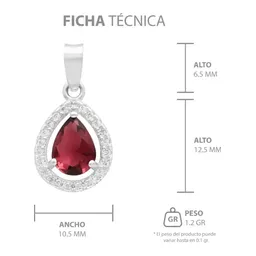 Dije Gota Plata 925 Zirconia Roja para Mujer - Imagen 7