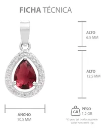 Dije Gota Plata 925 Zirconia Roja para Mujer - Imagen 7