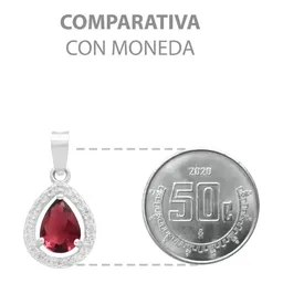 Dije Gota Plata 925 Zirconia Roja para Mujer - Imagen 8