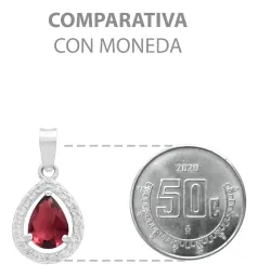 Dije Gota Plata 925 Zirconia Roja para Mujer - Imagen 8