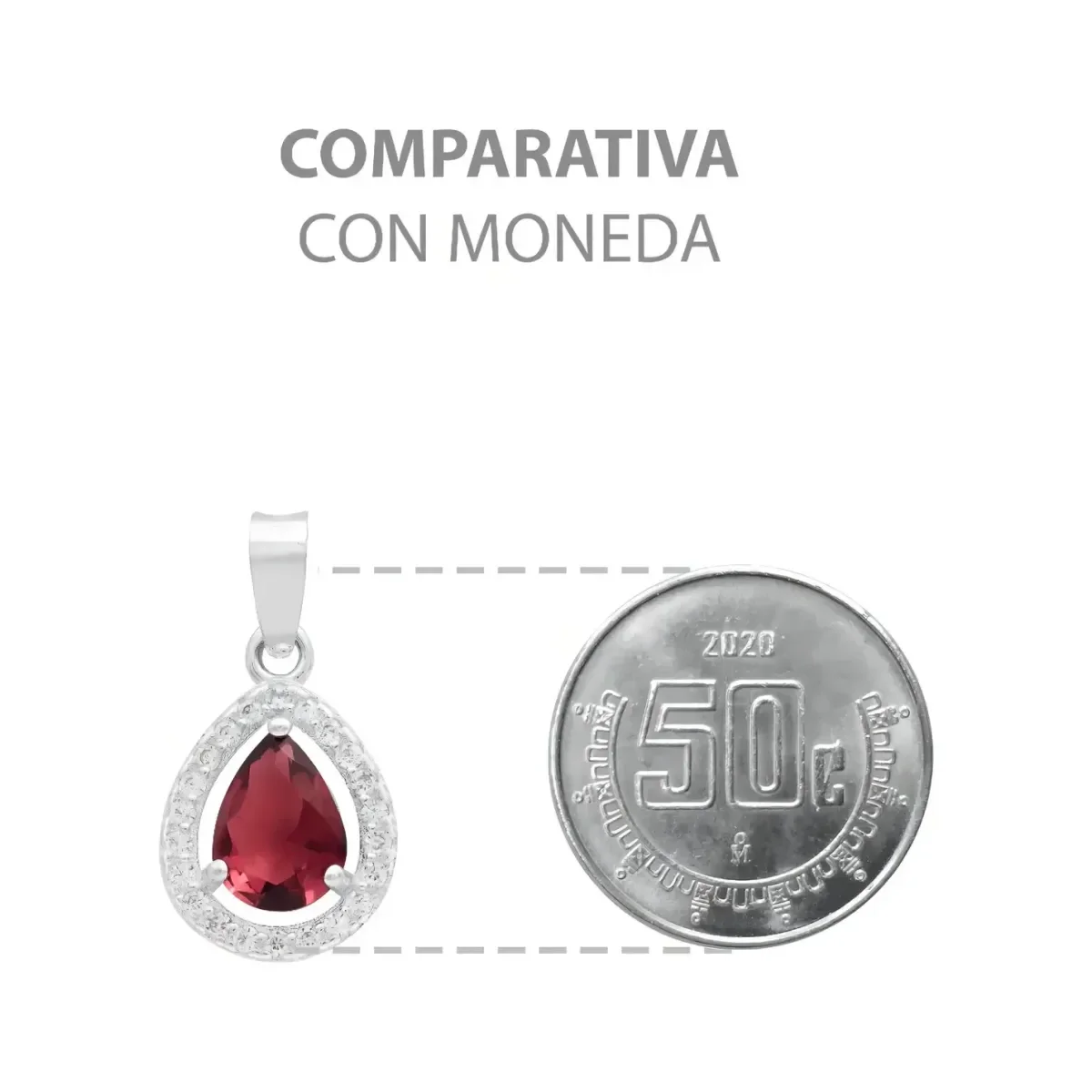 Dije Gota Plata 925 Zirconia Roja para Mujer - Imagen 8