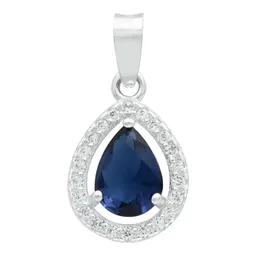 Dije Gota Plata 925 Zirconias Azules Mujer Diseño Fino - Imagen 1