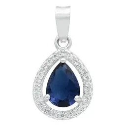 Dije Gota Plata 925 Zirconias Azules Mujer Diseño Fino - Imagen 1