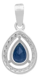 Dije Gota Plata 925 Zirconias Azules Mujer Diseño Fino - Imagen 2