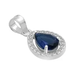 Dije Gota Plata 925 Zirconias Azules Mujer Diseño Fino - Imagen 3
