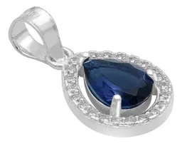 Dije Gota Plata 925 Zirconias Azules Mujer Diseño Fino - Imagen 3