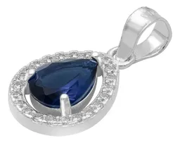 Dije Gota Plata 925 Zirconias Azules Mujer Diseño Fino - Imagen 4