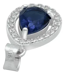 Dije Gota Plata 925 Zirconias Azules Mujer Diseño Fino - Imagen 5