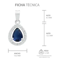 Dije Gota Plata 925 Zirconias Azules Mujer Diseño Fino - Imagen 7