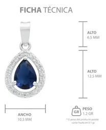 Dije Gota Plata 925 Zirconias Azules Mujer Diseño Fino - Imagen 7