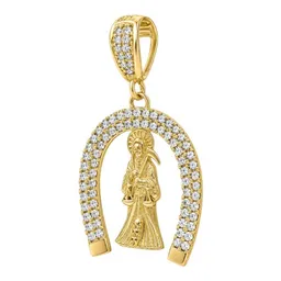 Dije Herradura Santa Muerte de Oro 10k con Zirconia 30 mm - Imagen 2