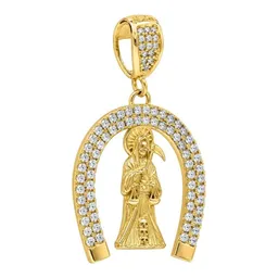 Dije Herradura Santa Muerte de Oro 10k con Zirconia 30 mm - Imagen 3