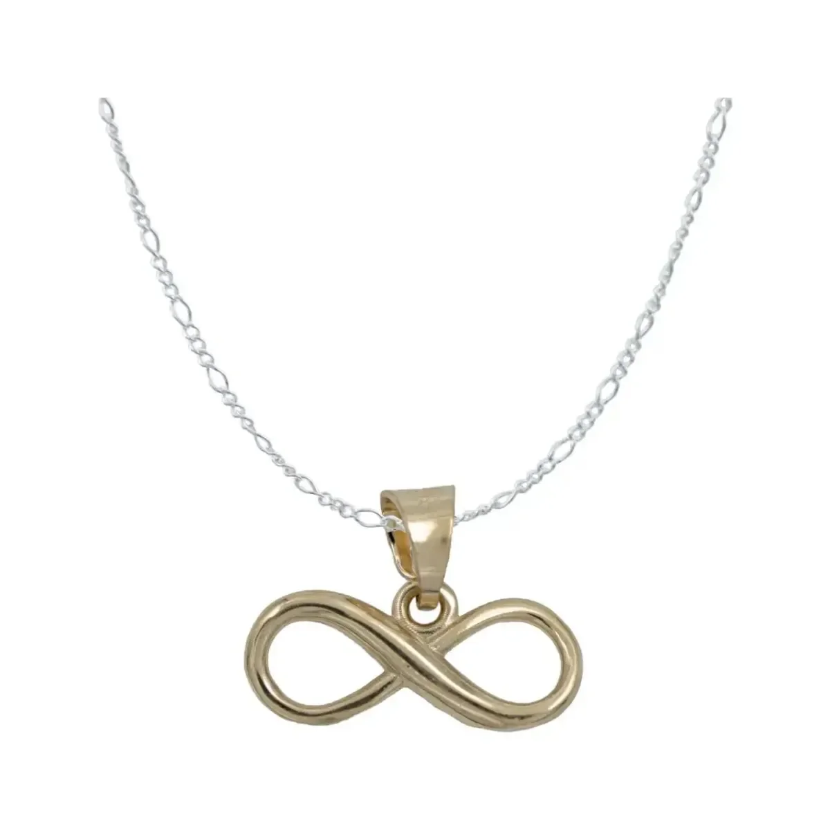 Dije Infinito Oro 10k con Cadena Figaro Plata .925 - Imagen 1