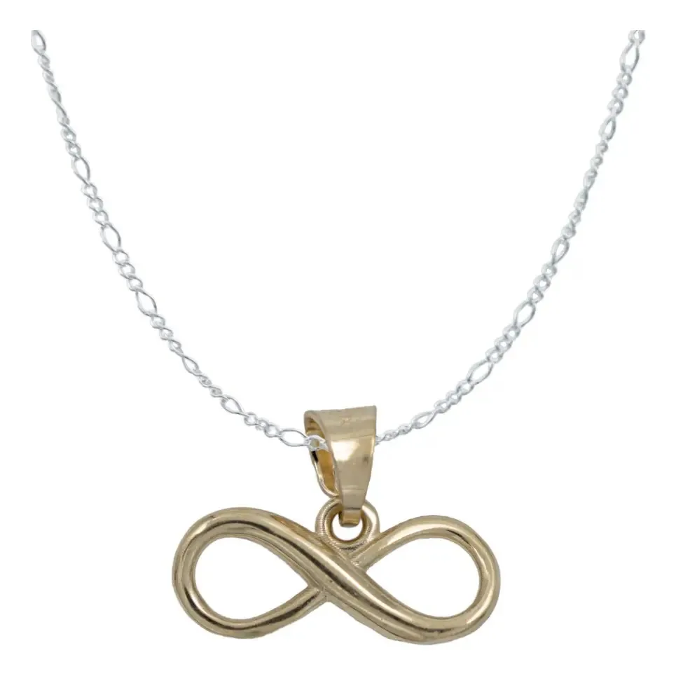 Dije Infinito Oro 10k con Cadena Figaro Plata .925 - Imagen 1