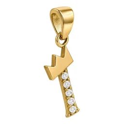 Dije Inicial I con Corona de Oro 10k con Zirconias de 20 mm - Imagen 2