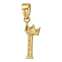 Dije Inicial I con Corona de Oro 10k con Zirconias de 20 mm - Imagen 5