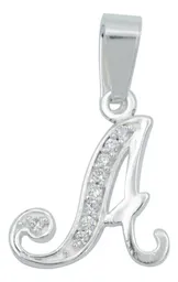 Dije Inicial Letra A Plata .925 con Zirconias - Imagen 1