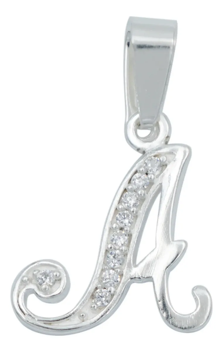 Dije Inicial Letra A Plata .925 con Zirconias - Imagen 1