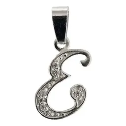 Dije Inicial Letra E Plata 925 con Zirconias Brillantes - Imagen 1