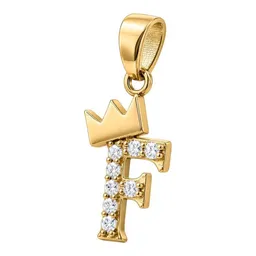 Dije Inicial Letra F con Corona de Oro 10k con Zirconias 20 mm - Imagen 3