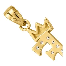 Dije Inicial Letra F con Corona de Oro 10k con Zirconias 20 mm - Imagen 5
