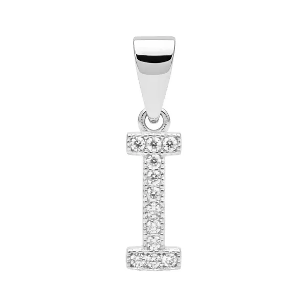Dije Inicial Letra I Plata 925 con Zirconia Transparente - Imagen 1