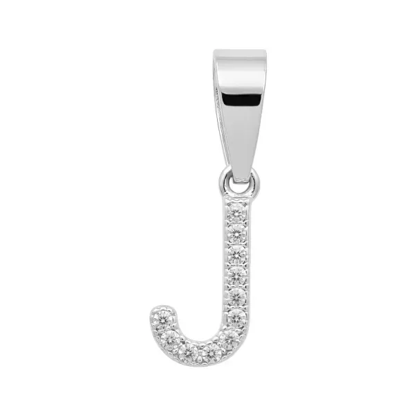 Dije Inicial Letra J Plata 925 con Zirconia Transparente - Imagen 1