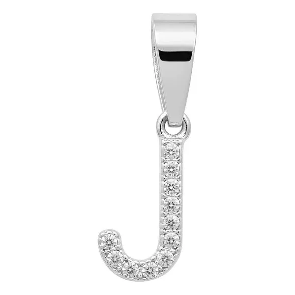 Dije Inicial Letra J Plata 925 con Zirconia Transparente - Imagen 1