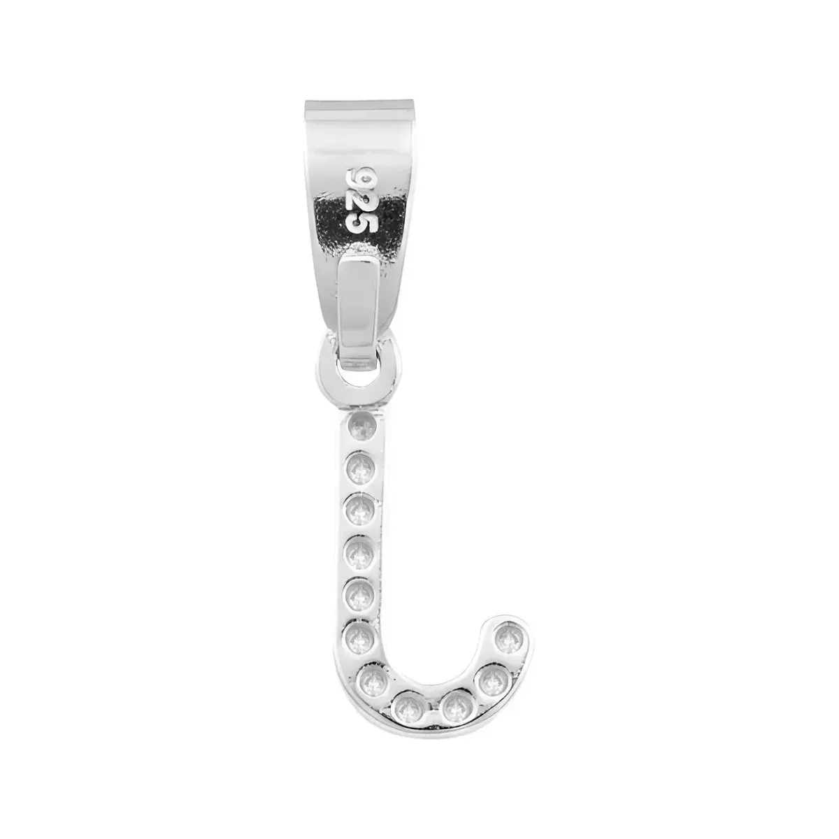 Dije Inicial Letra J Plata 925 con Zirconia Transparente - Imagen 2