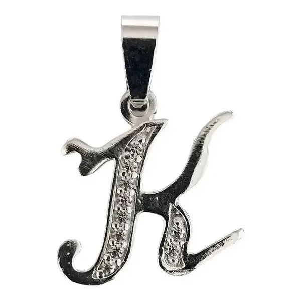 Dije Inicial Letra K Plata 925 con Zirconia Brillante - Imagen 1