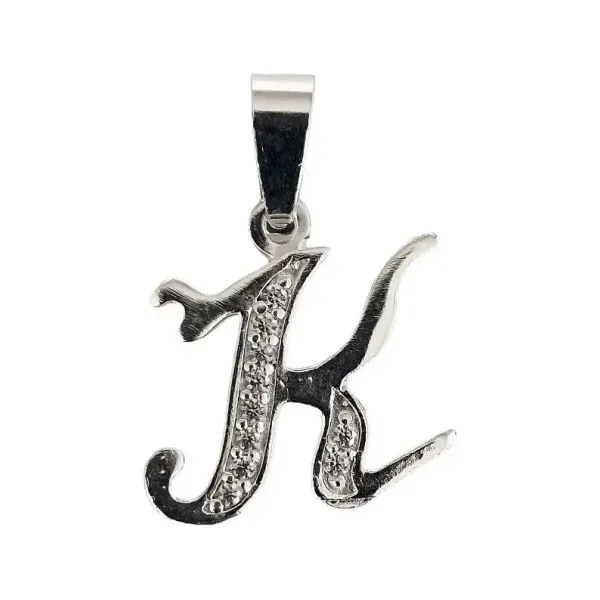Dije Inicial Letra K Plata 925 con Zirconia Brillante - Imagen 1