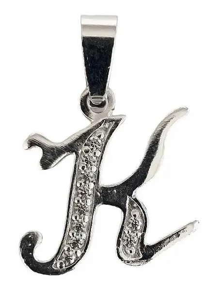 Dije Inicial Letra K Plata 925 con Zirconia Brillante - Imagen 1