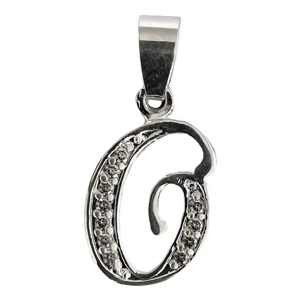 Dije Inicial Letra O Plata Ley 925 con Zirconia Transparente - Imagen 1