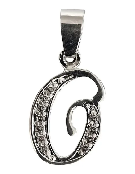 Dije Inicial Letra O Plata Ley 925 con Zirconia Transparente - Imagen 1
